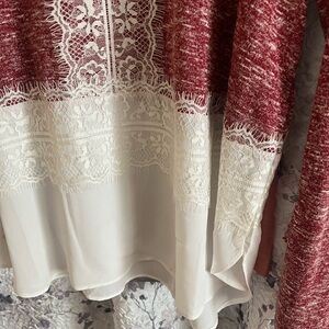 Zac & Rachel Burgundy and Cream Lace Cardigan